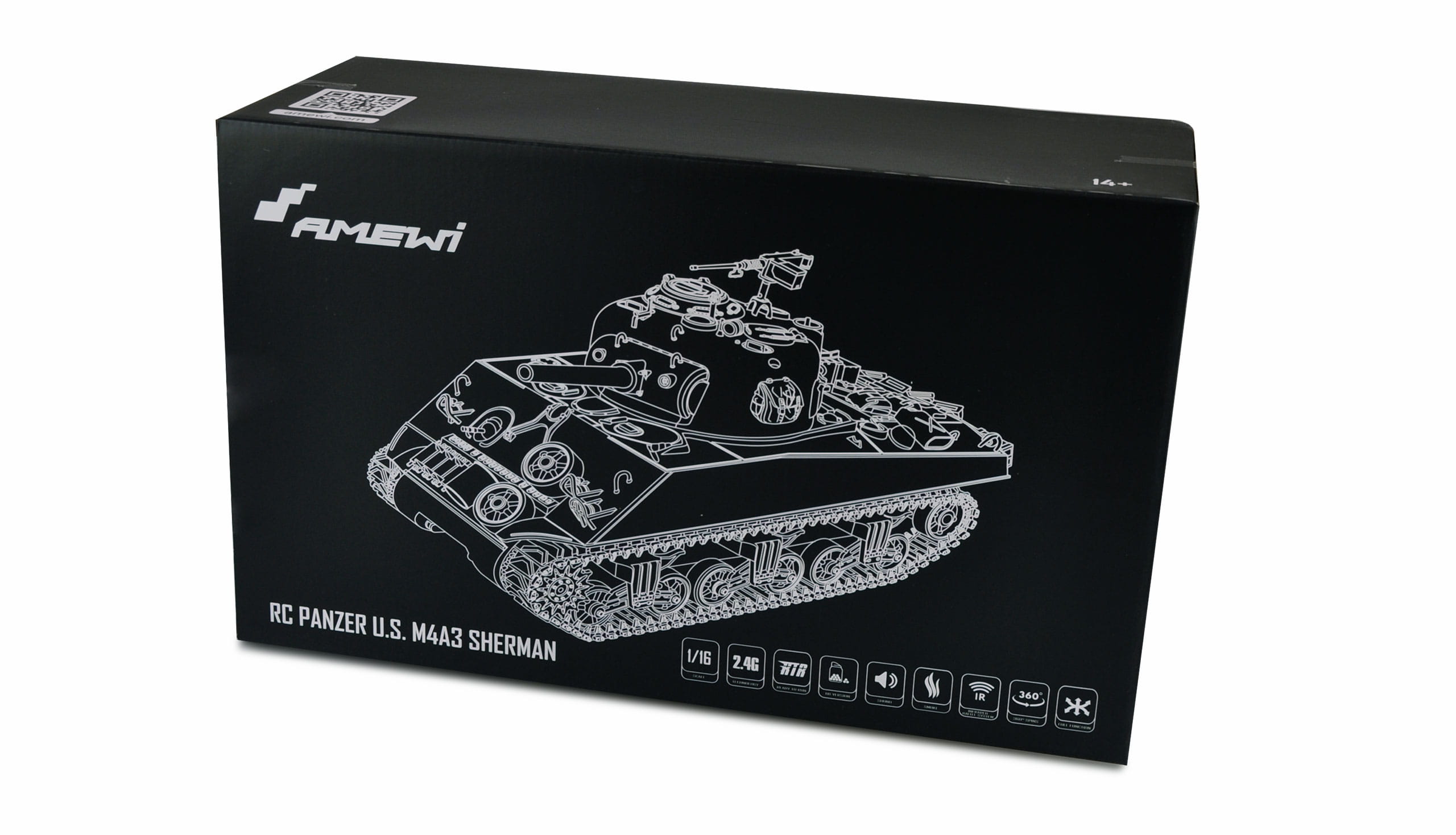 Amewi RC Panzer 1:16 U.S. M4A3 Sherman Advanced Line IR BB Amewi RC Panzer 1:16 U.S. M4A3 Sherman Advanced Line IR BB