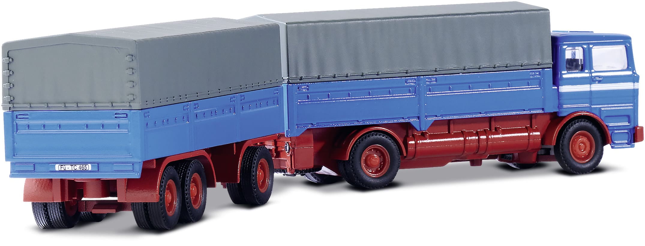 Carson MB 1620 Plane mit Anhaenger 1_87 RTR blau fuer H0-Eisenbahnanlagen