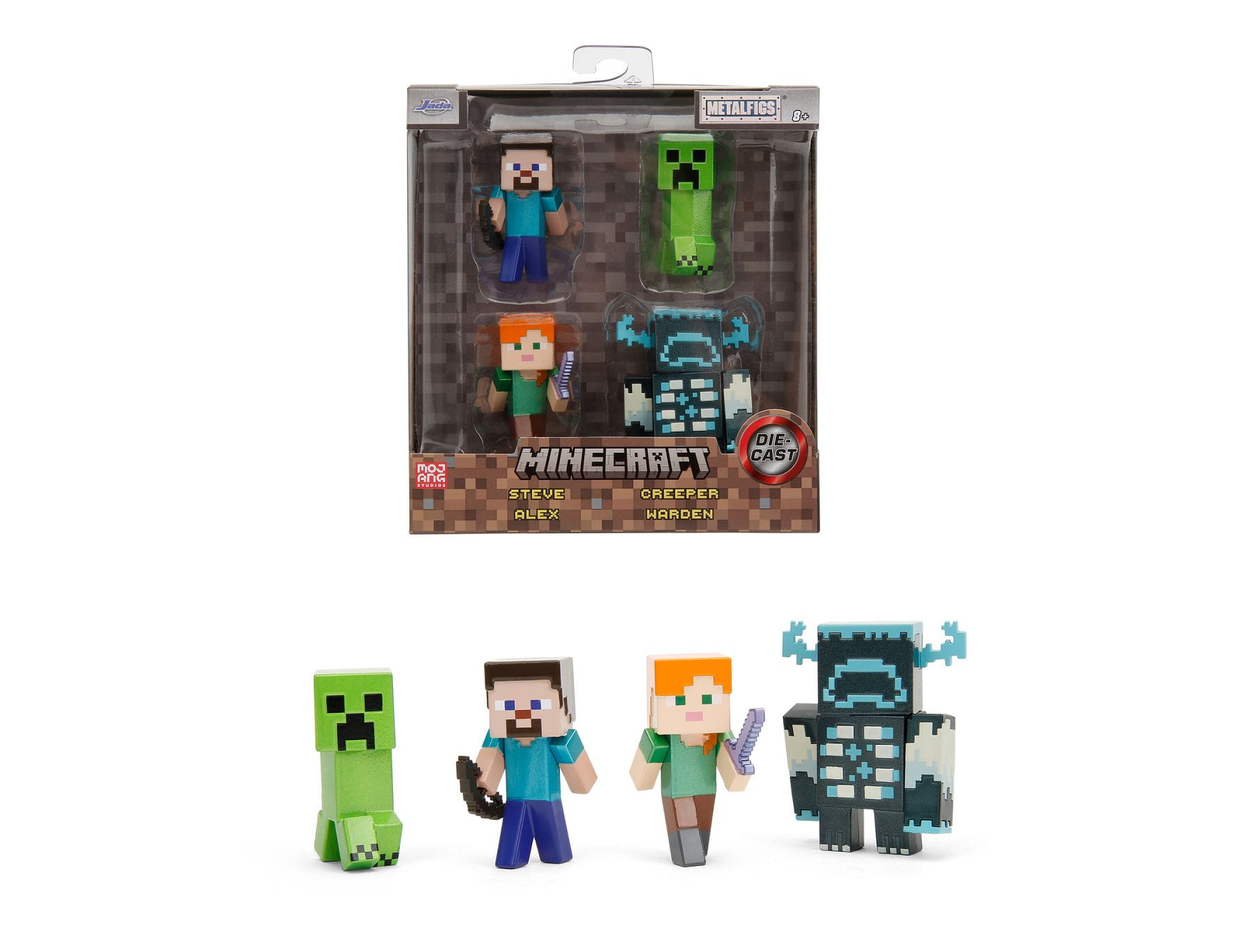 Minecraft Figuren-Set mit Steve_ Alex_ Creeper und Warden von Jada Toys