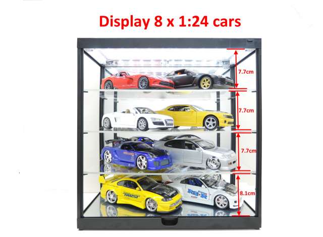 Triple9 LED Vitrine fuer Modellautos Massstab 1_24 bis 1_18 in Schwarz