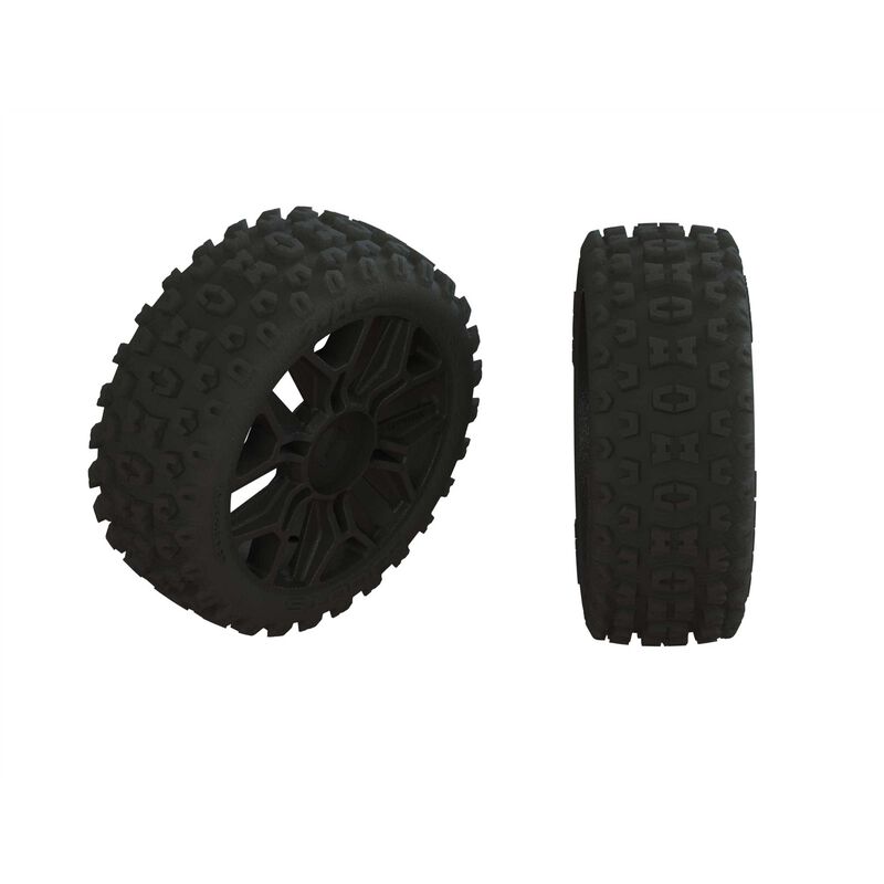 Arrma Reifen Set 2HO Tire Set Glued Black _2_ - RC-Zubehoer