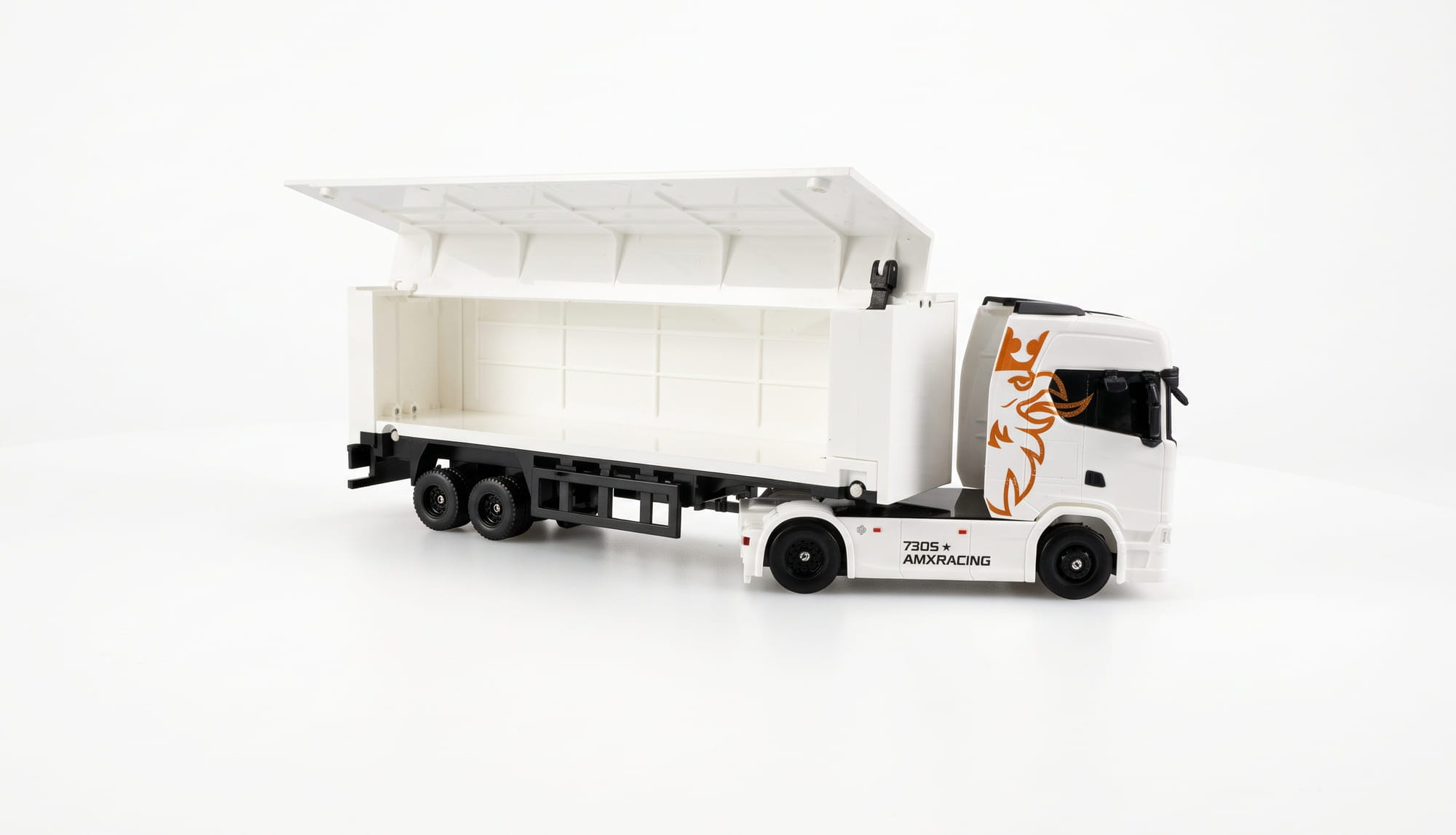 Amewi Mini Scania 730 S 1_64 RC LKW mit Kofferauflieger Weiss