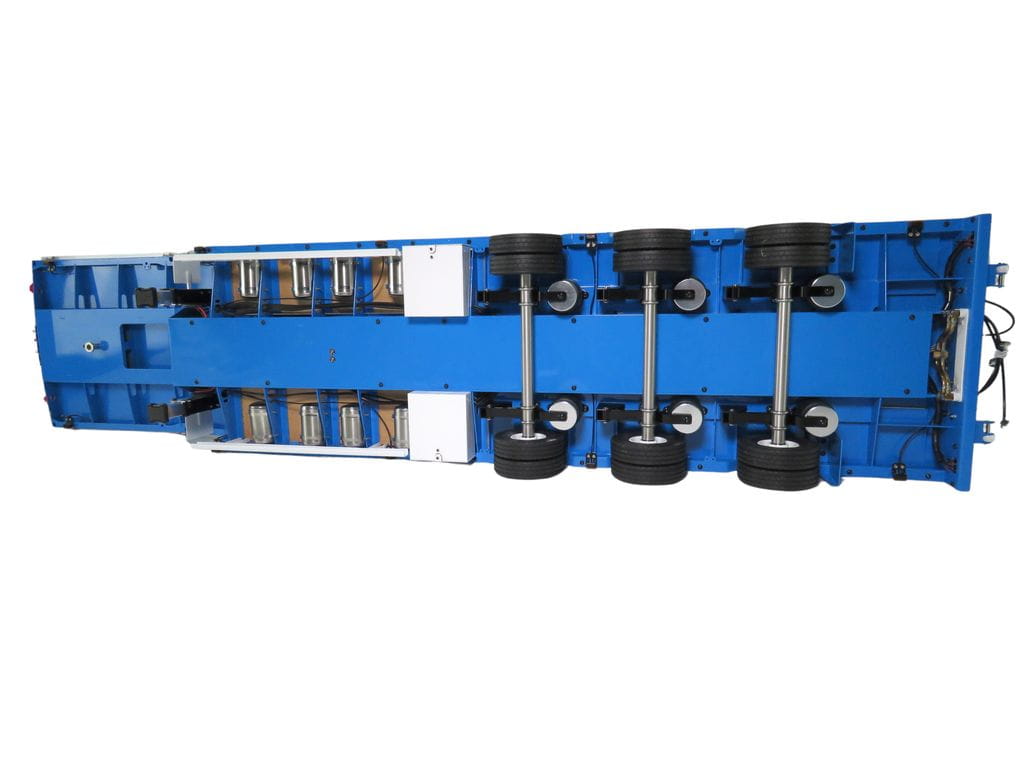 Lesu 1:14 Tieflader Auflieger 3-Achs RTR blau m. Hydraulik Rampen