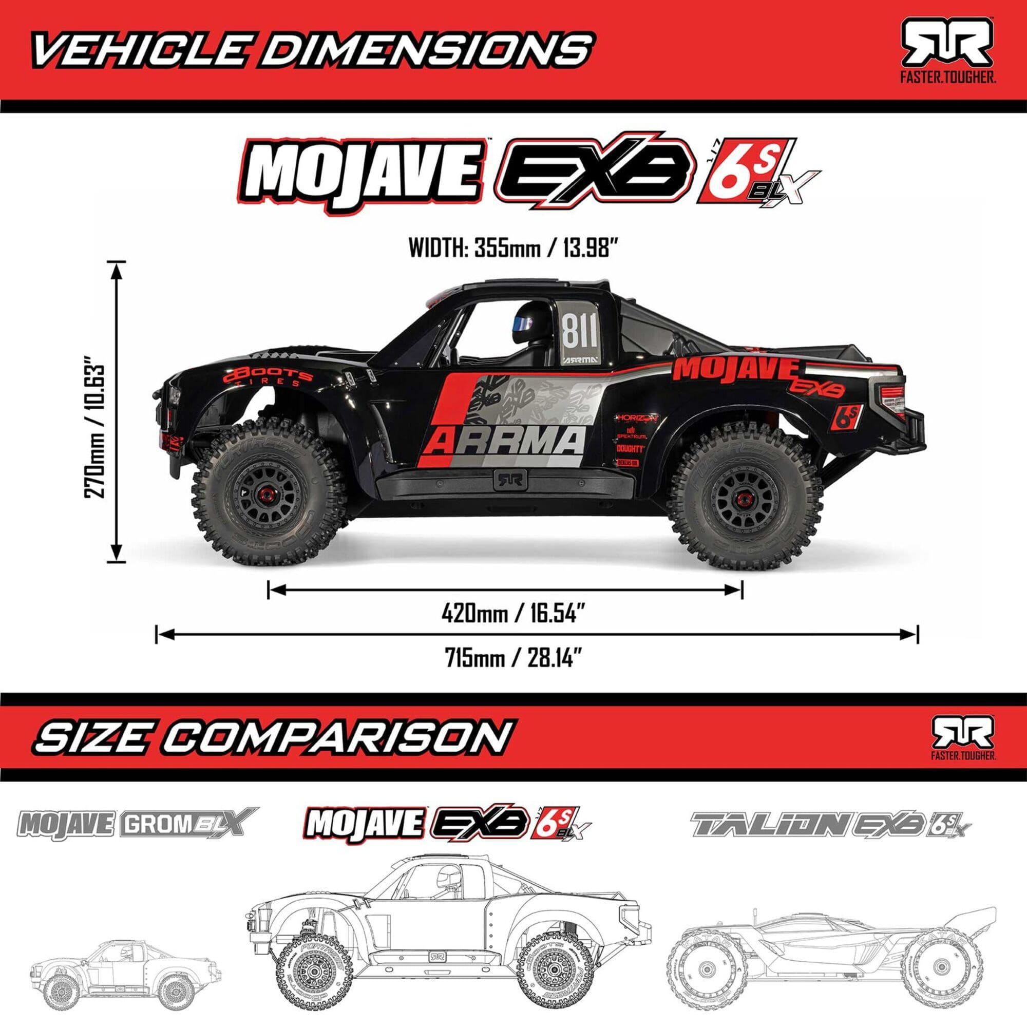 ARRMA MOJAVE 6S EXB 4X4 RTR 1_7 Brushless Desert Truck Black