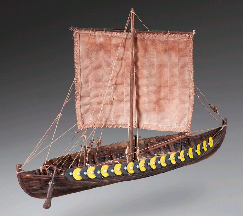 Dusek Gokstad Wikingerschiff 1 zu 72 Holzbausatz mit Segel und Anleitung