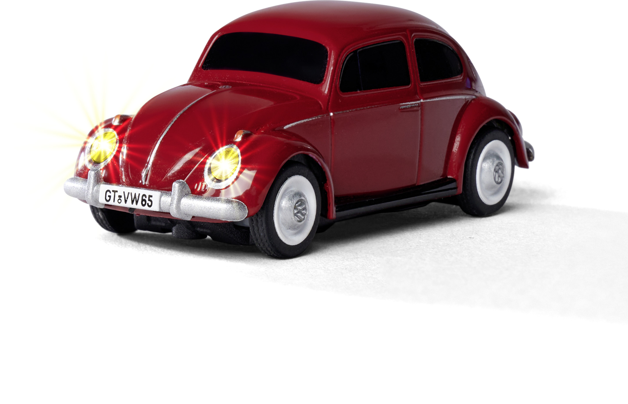 Carson Volkswagen VW Kaefer RC Auto 1_87 H0 in Rot mit LED-Beleuchtung vorne und hinten_ 2_4 GHz Fern