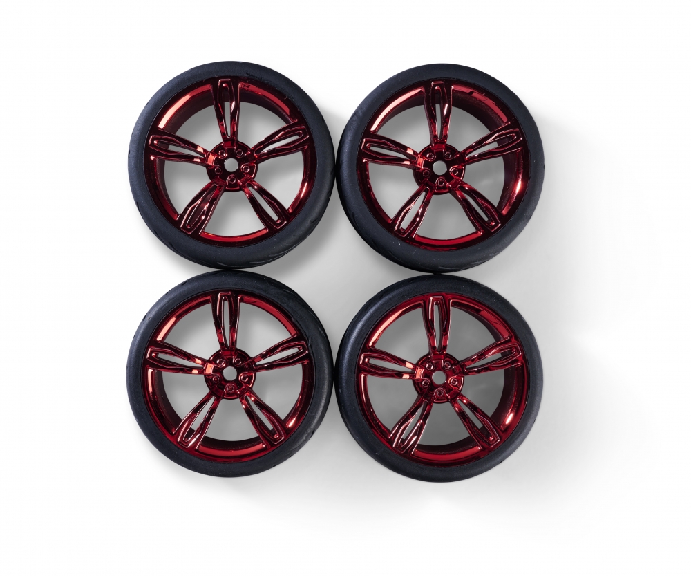 Carson RC Raederset 1_10 rot verklebt mit 10 Speichen Design