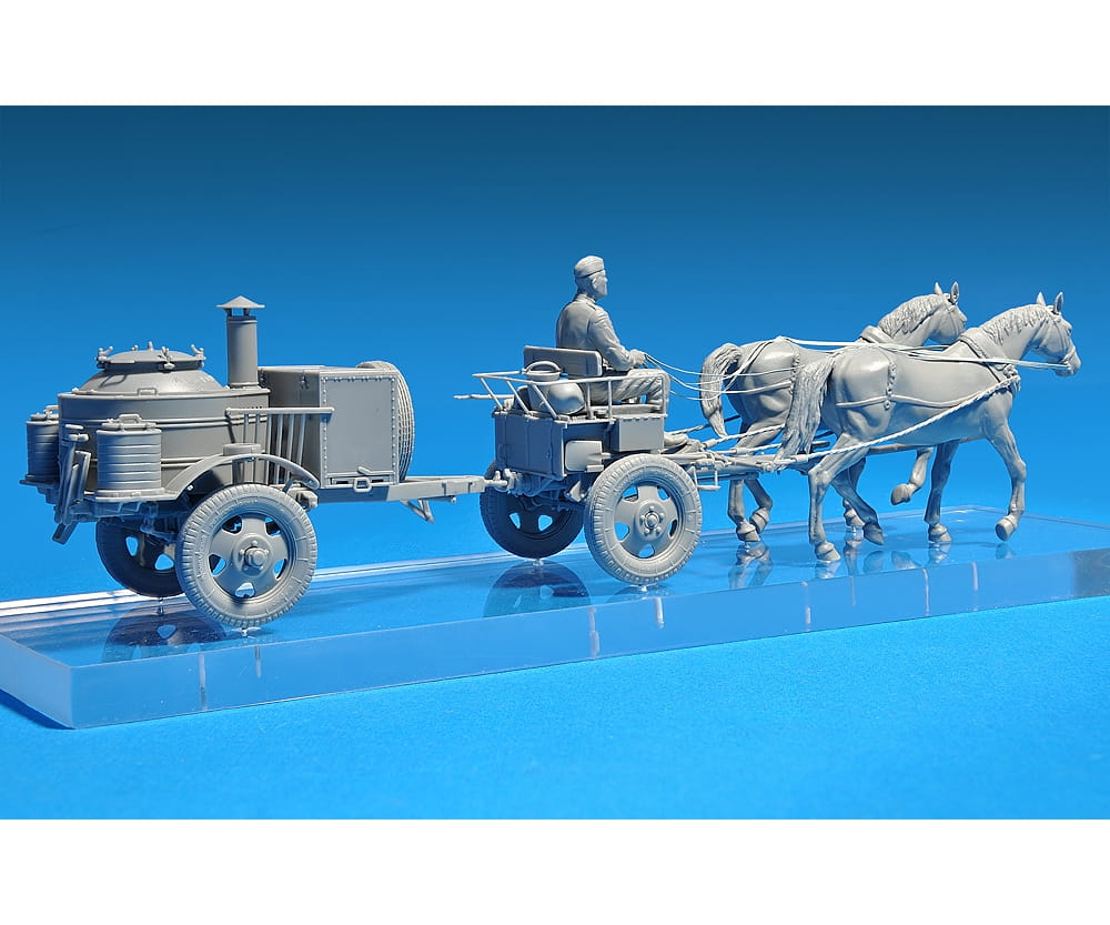 Plastikmodellbau von Miniart 1-35 feldkueche kp 42 pferdegespann