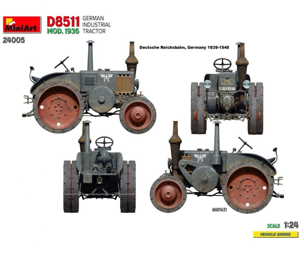 MiniArt 1:24 Deutsches Industrie Traktor D8 Plastik Modellbausatz