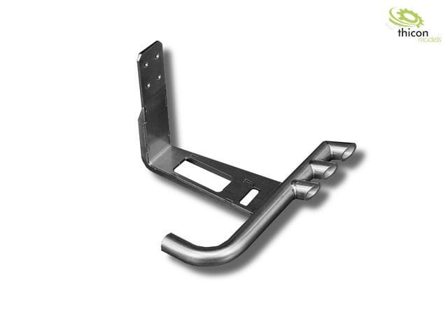 Lesu 1_14 Auspuff _Side Pipe_ 3 fach Metall - RC-Zubehoer