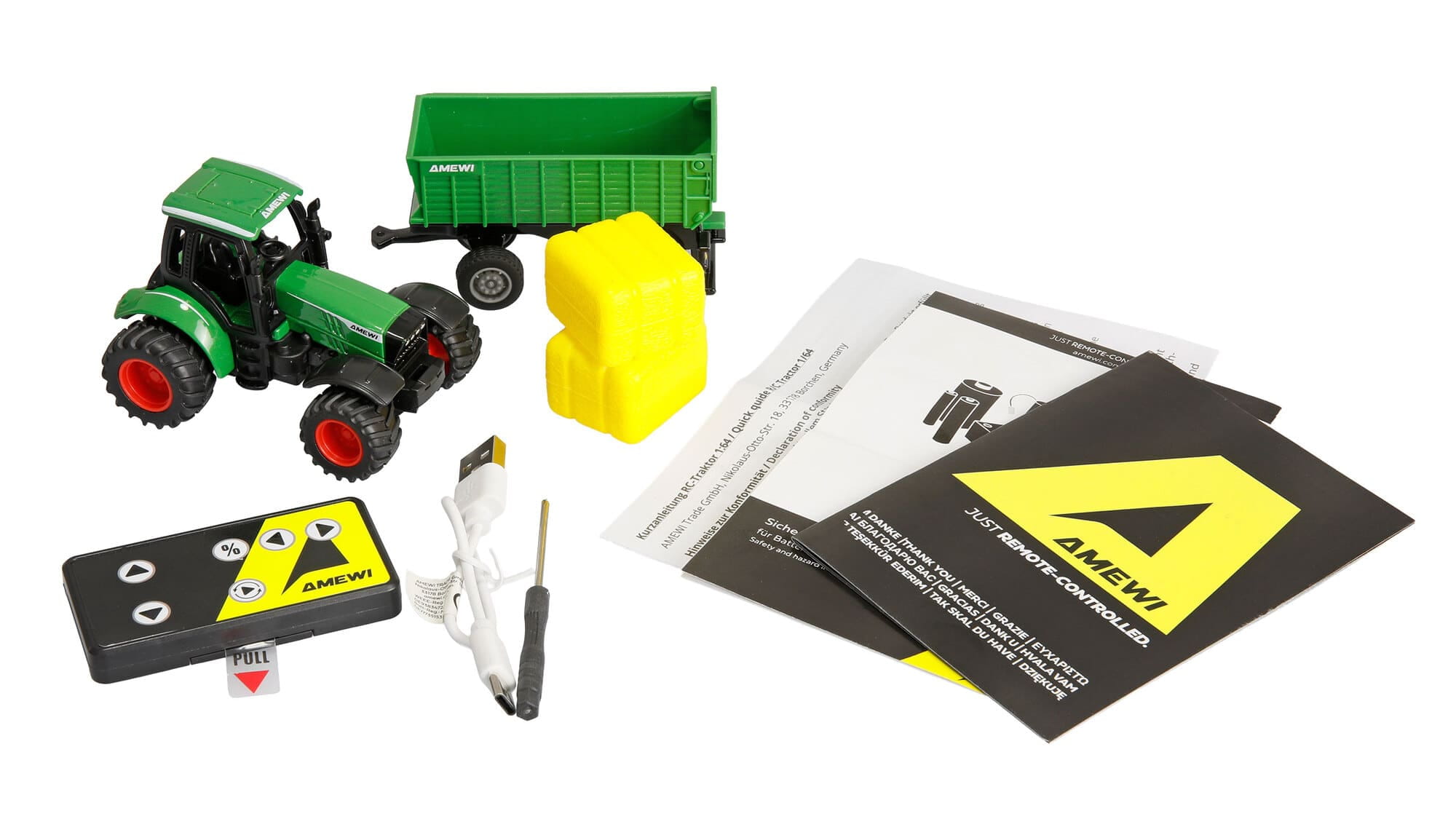 Amewi RC Traktor aus Metall 1_64 mit Anhaenger Gruen