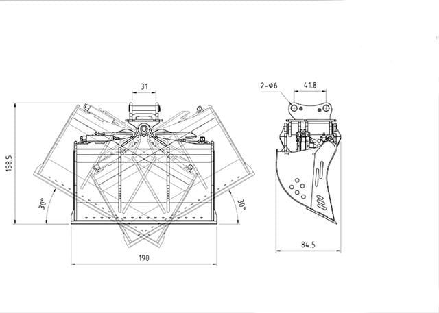 Lesu Grabenraeumloeffel hydr. schwenkbar fuer 36t-Bagger 58300 - RC-Zubehoer