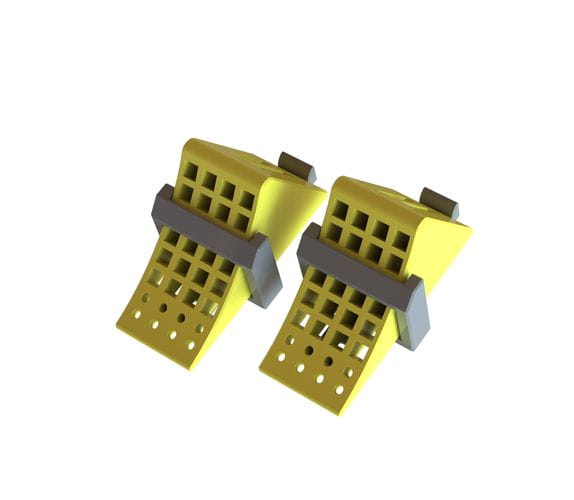 Thicon 1:14 Hemmschuhe gelb mit Halter schwarz 2Stück Thicon 1_14 Hemmschuhe gelb mit Halter schwarz 2Stueck - RC-Zubehoer