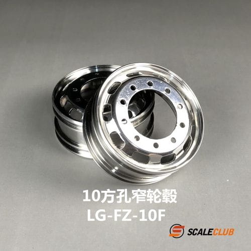 ScaleClub 1_14 Felgensatz vorne schmal 10x Lang-Loch Edelstahl - RC-Zubehoer