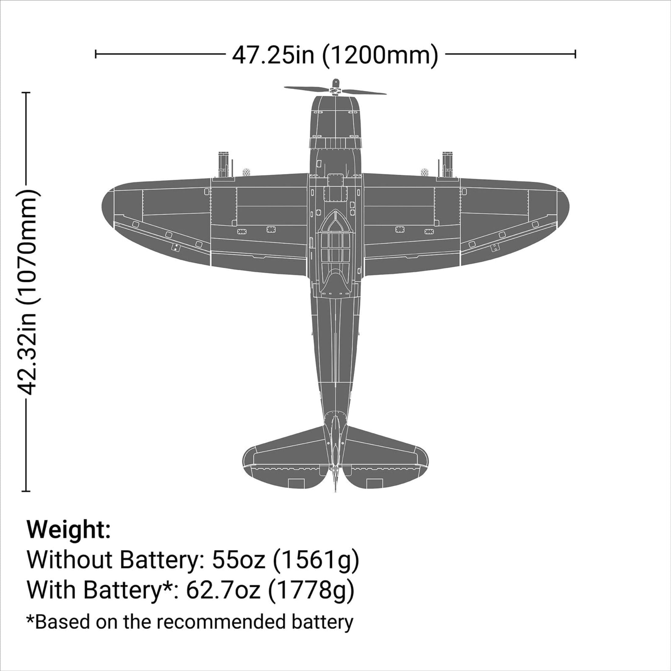 E-flite P-47 Razorback 1.2m PNP RC Flugzeug e-flite-razorback-rc-flugzeug-spektrum-pnp-verion-mit-servos-regler