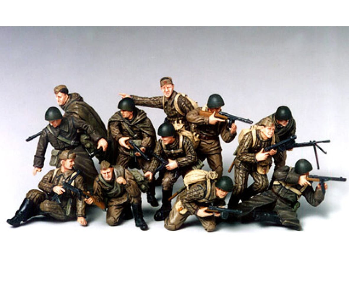 Tamiya WWII Figuren Set Russische Infantrie Angriff 1:35 Plastik Modellbau Militär Bausatz
