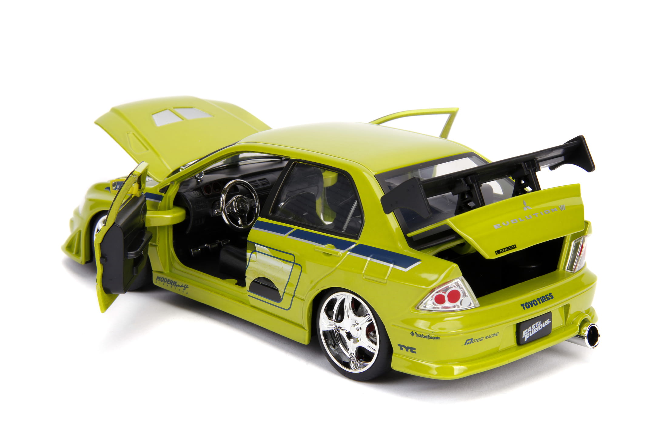 Jada Toys Fast _ Furious 2002 Mitsubishi Lancer Modellauto 1_24 gruen-gelb_