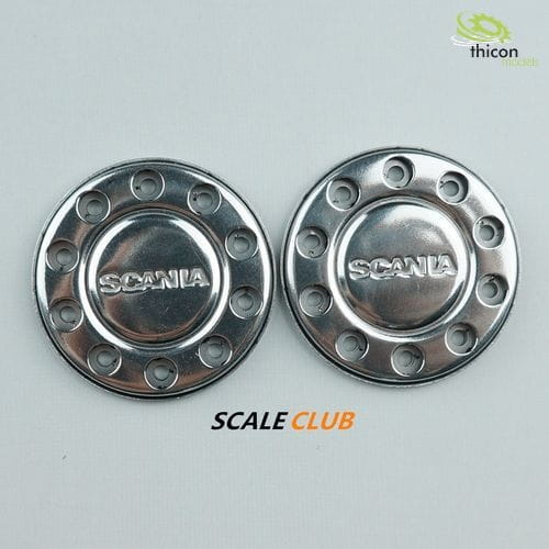 ScaleClub 1_14 Nabendeckel SCANIA fuer Eurofelgen aus Edelstahl - RC-Zubehoer