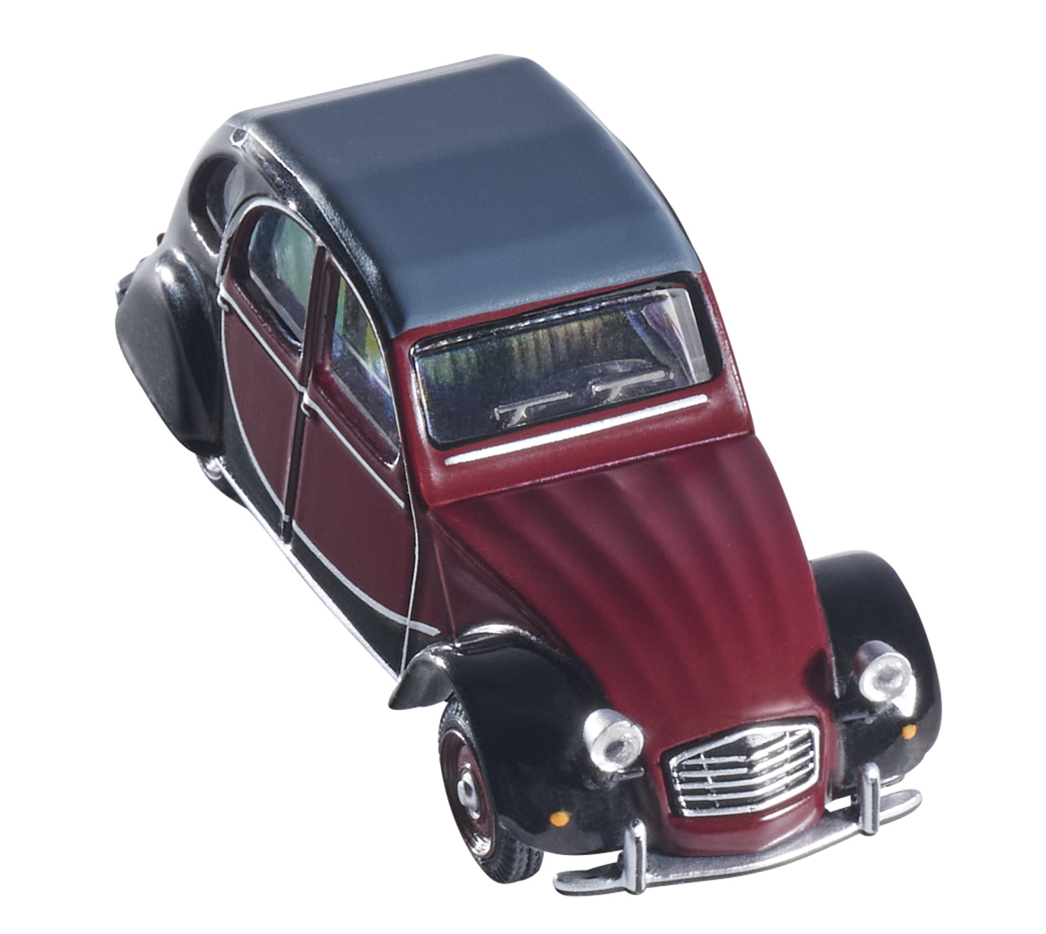 Schuco 1_64 Citroen 2CV Charlsten Weinrot_Schw. Standmodell