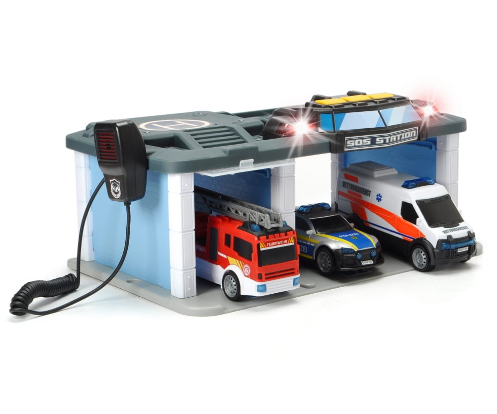 Dickie Toys Rescue Center Rettungsstation mit Polizei Feuerwehr und Krankenwagen