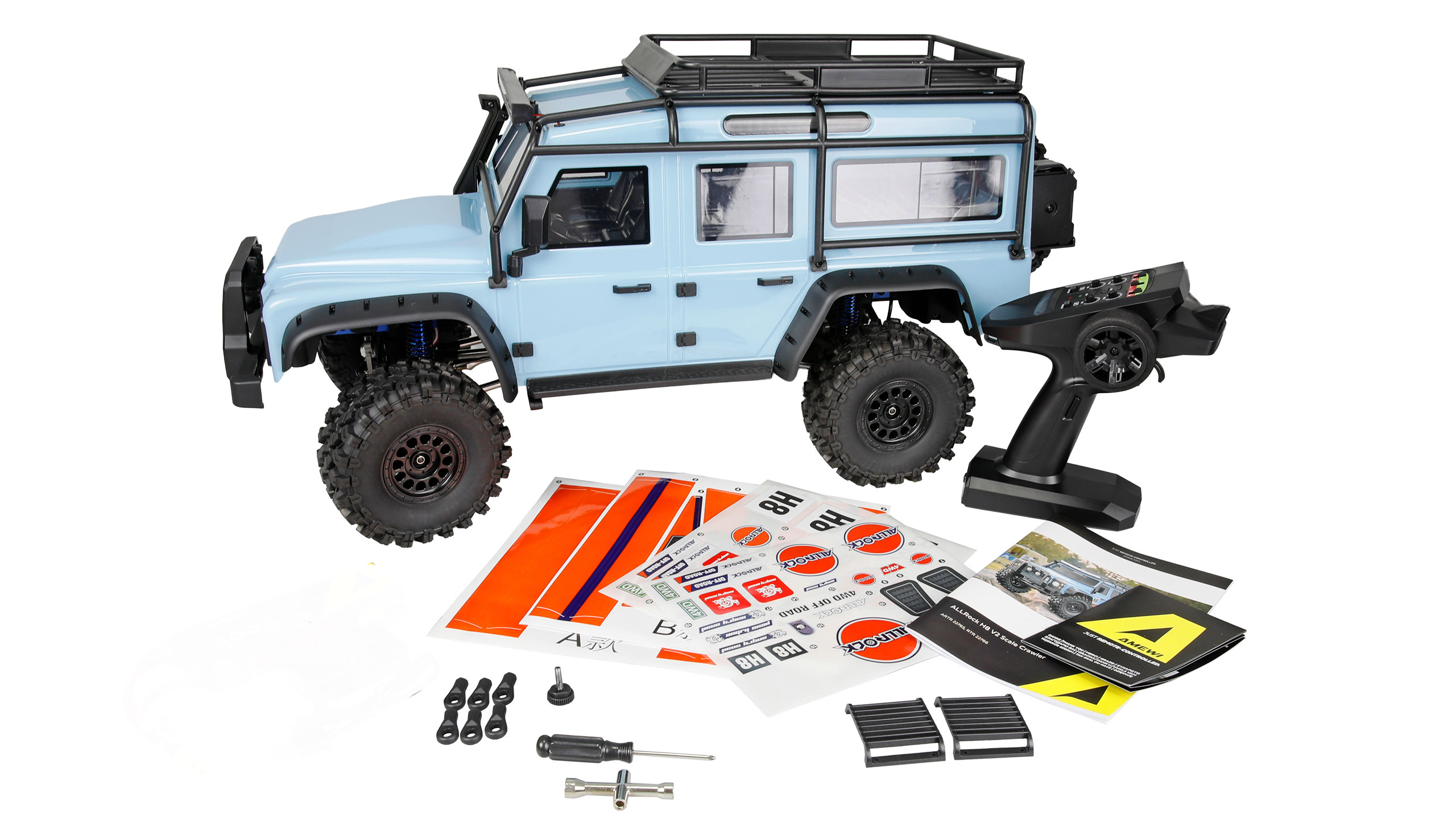 Amewi ALLRock H8 V2 Scale RC Crawler brushless 1_8 ARTR blau_orange - Art_-Nr. 22765