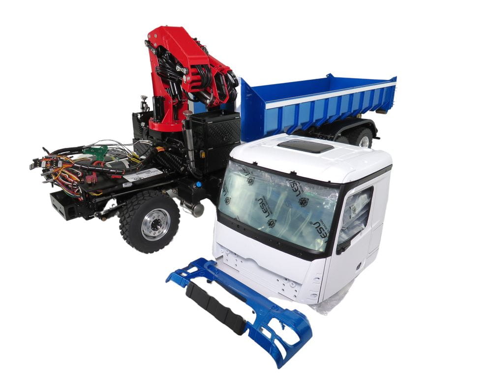 Lesu 1_14 Arocs 8x8 Abroller mit Ladekran blau_weiss - RC-Zubehoer