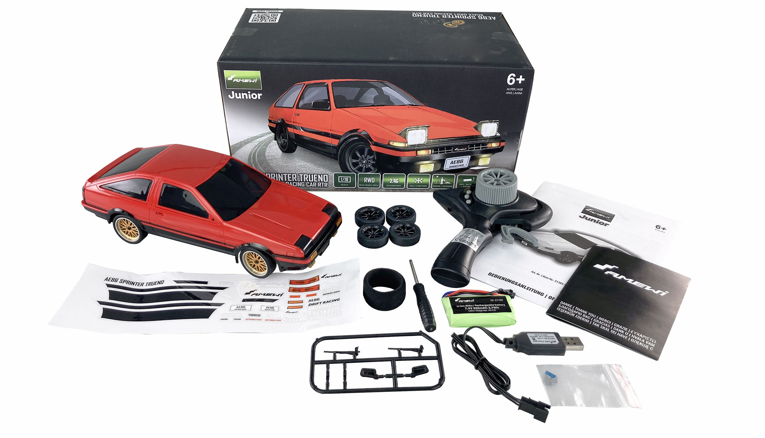 Amewi AE86 Sprinter Trueno Scale Drift Racing Car 1:18 RTR rot