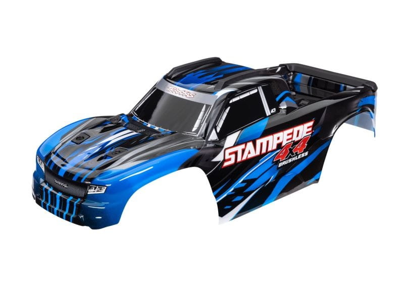 Traxxas Karosserie Stampede 4x4 blau mit Aufkleber_ Karo Halterung - RC-Zubehoer