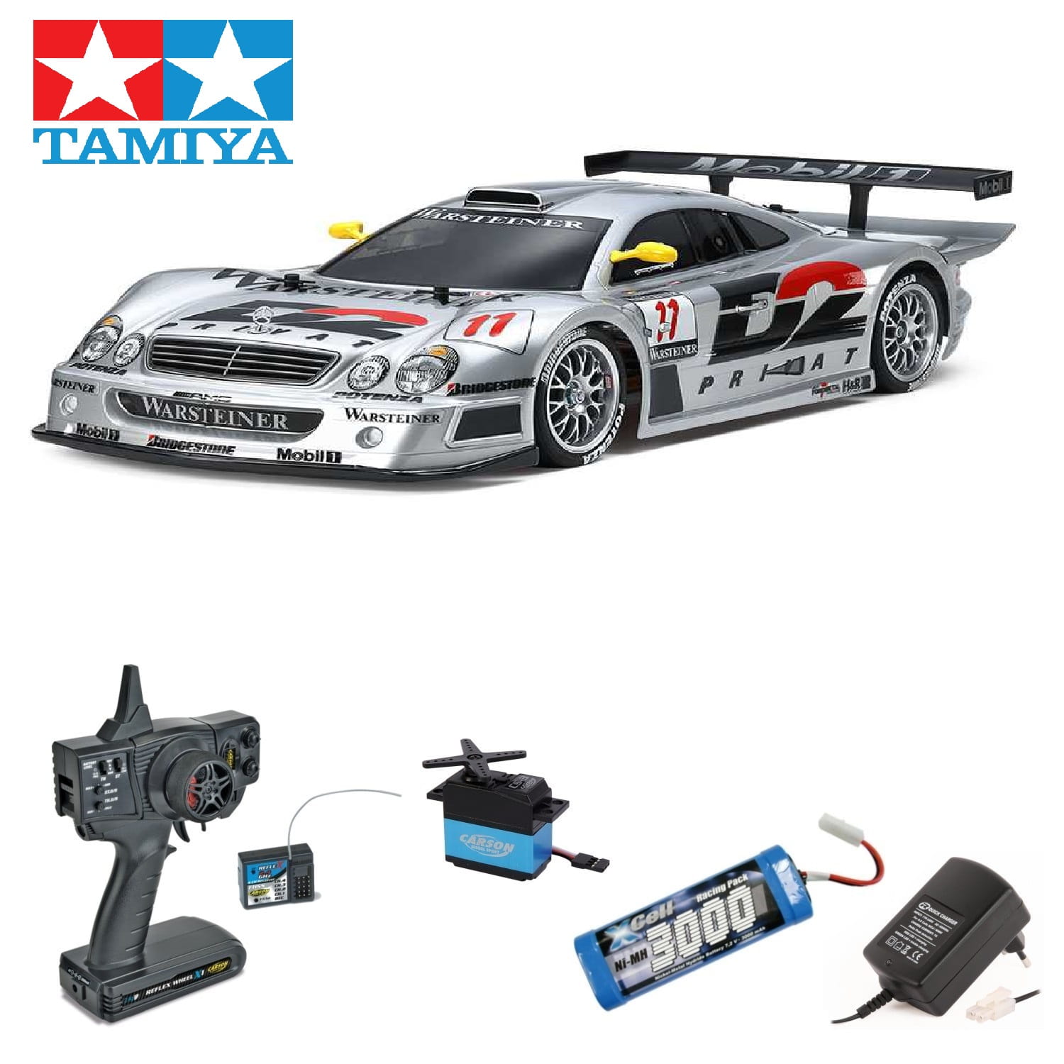 Tamiya 1:10 RC Car Mercedes Benz CLK-GTR 1997 TT-01E Bausatz Komplett Set