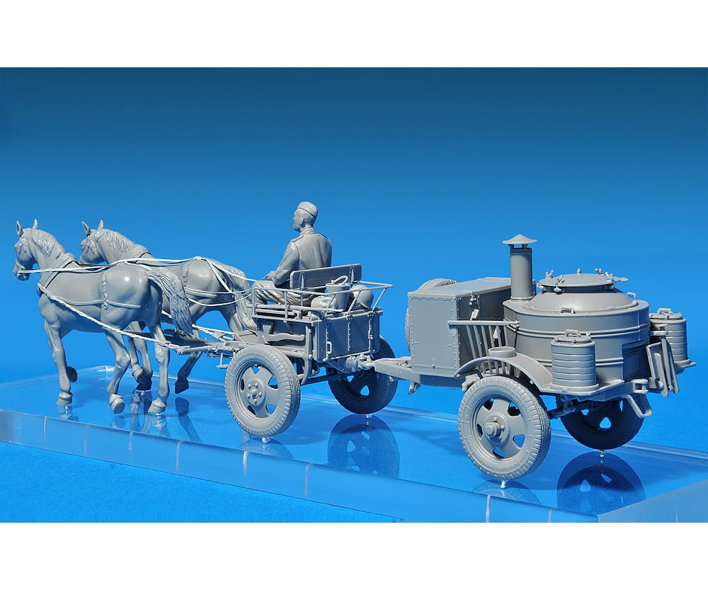 Plastikmodellbau von Miniart 1-35 feldkueche kp 42 pferdegespann