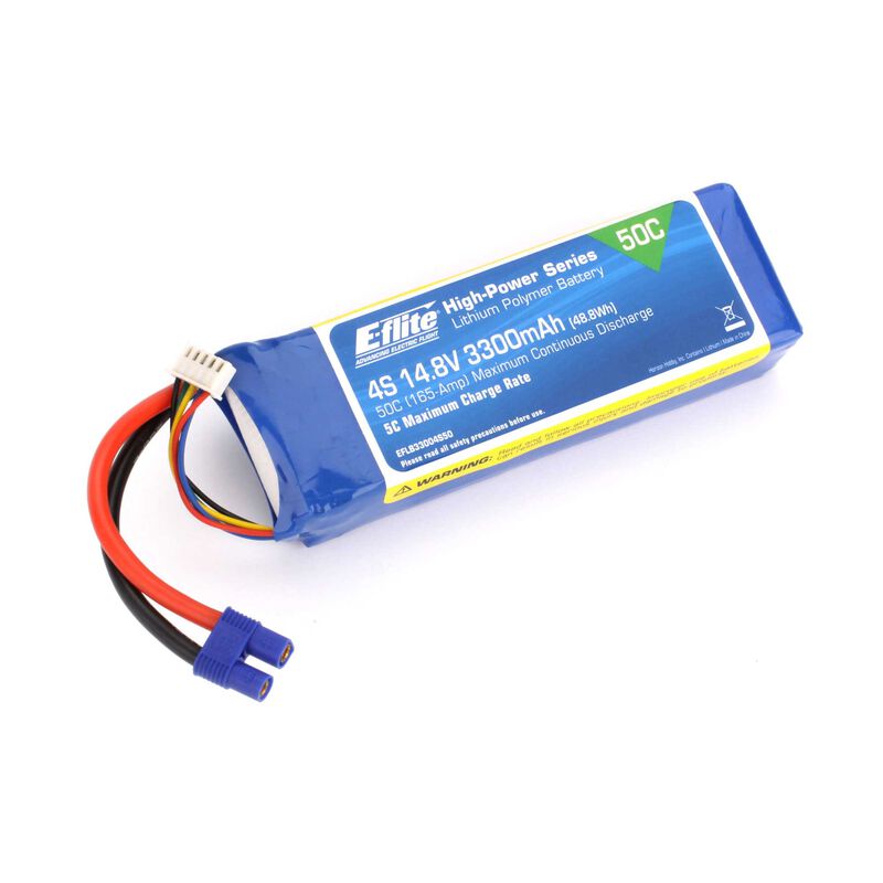 E-flite 4S 14,8V 3300mAh 50C LiPo-Akku m. EC3-Stecker