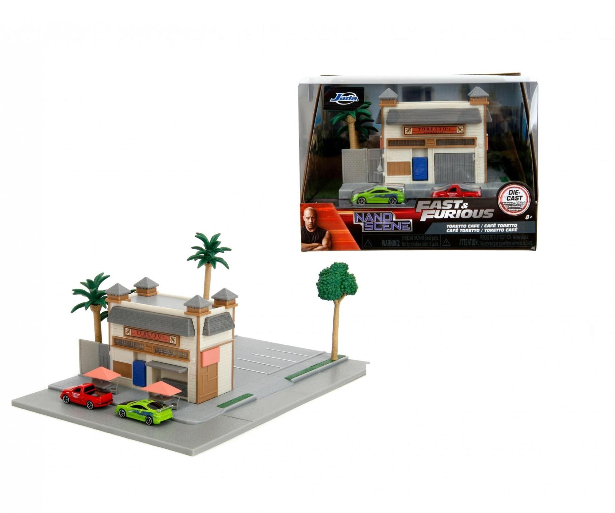 Jada Toys Fast _ Furious Toretto’s Cafe Nanoscene mit 2 Die-Cast Fahrzeugen