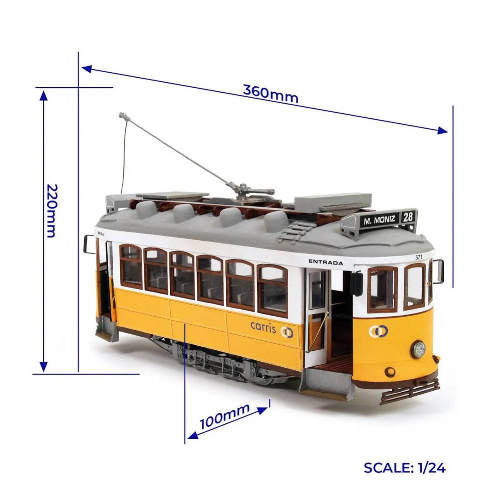 Modellbausatz OcCre Strassenbahn Lissabon im Massstab 1_24 als Diorama_