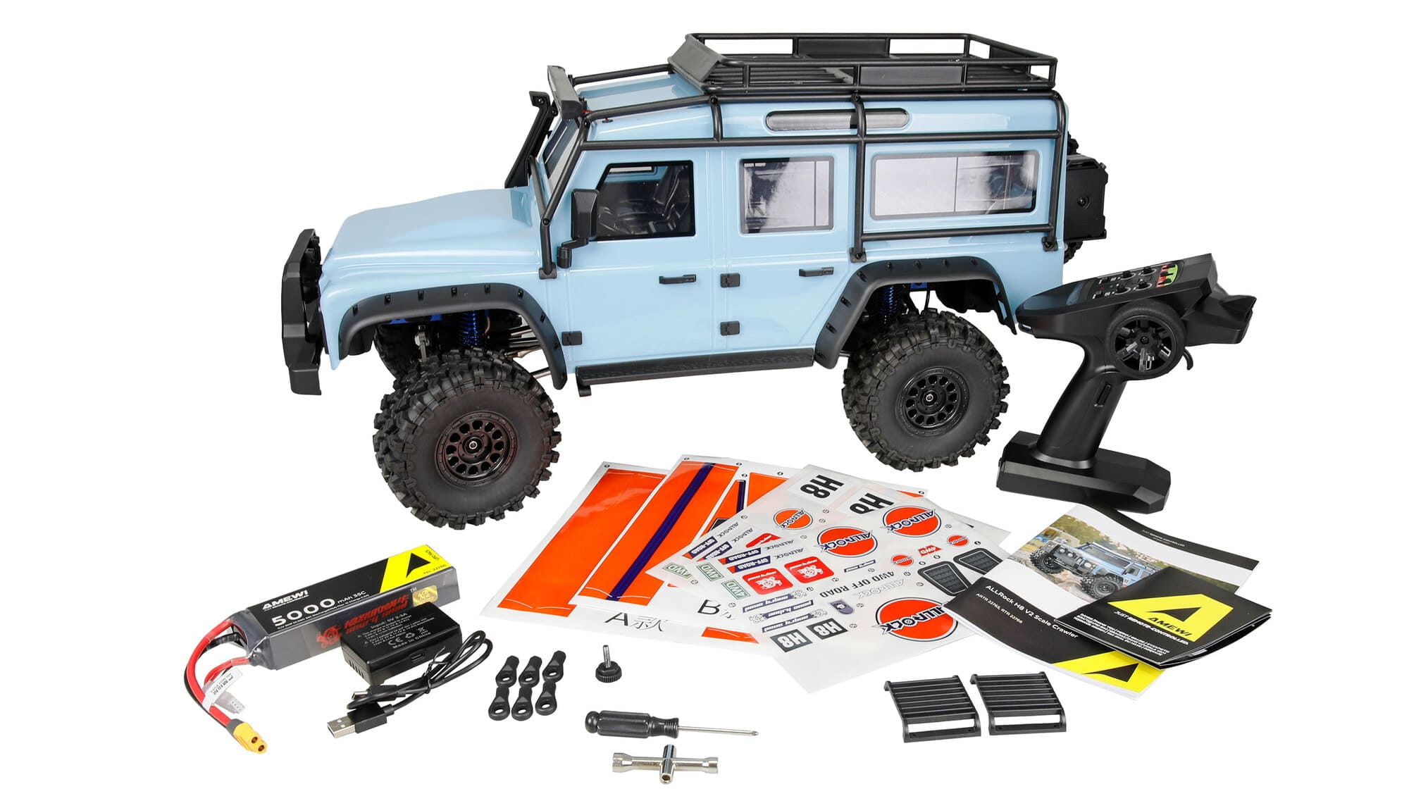 Amewi RC ALLRock H8 V2 Scale Crawler brushless 1_8 RTR blau_orange - Art_-Nr. 22766