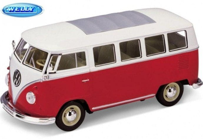 Welly Modellauto 1:24 1962 VW Volkswagen Classical Bus Rot-Weiss