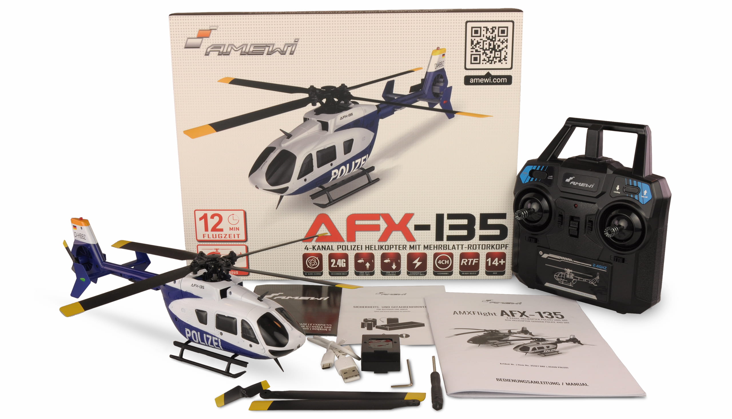 Amewi AFX-135 Polizei Helikopter RTF mit LED