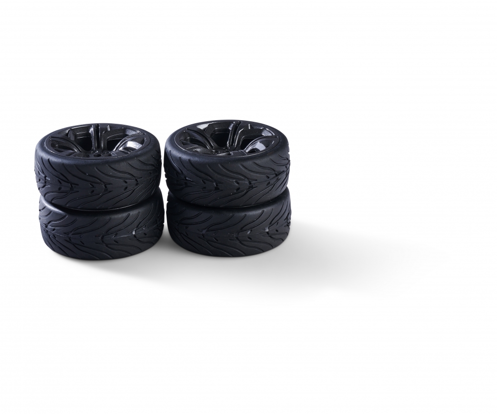 Carson Reifen mit Felgen 1:10 Räderset Y-Design5 (4) grau/schwarz
