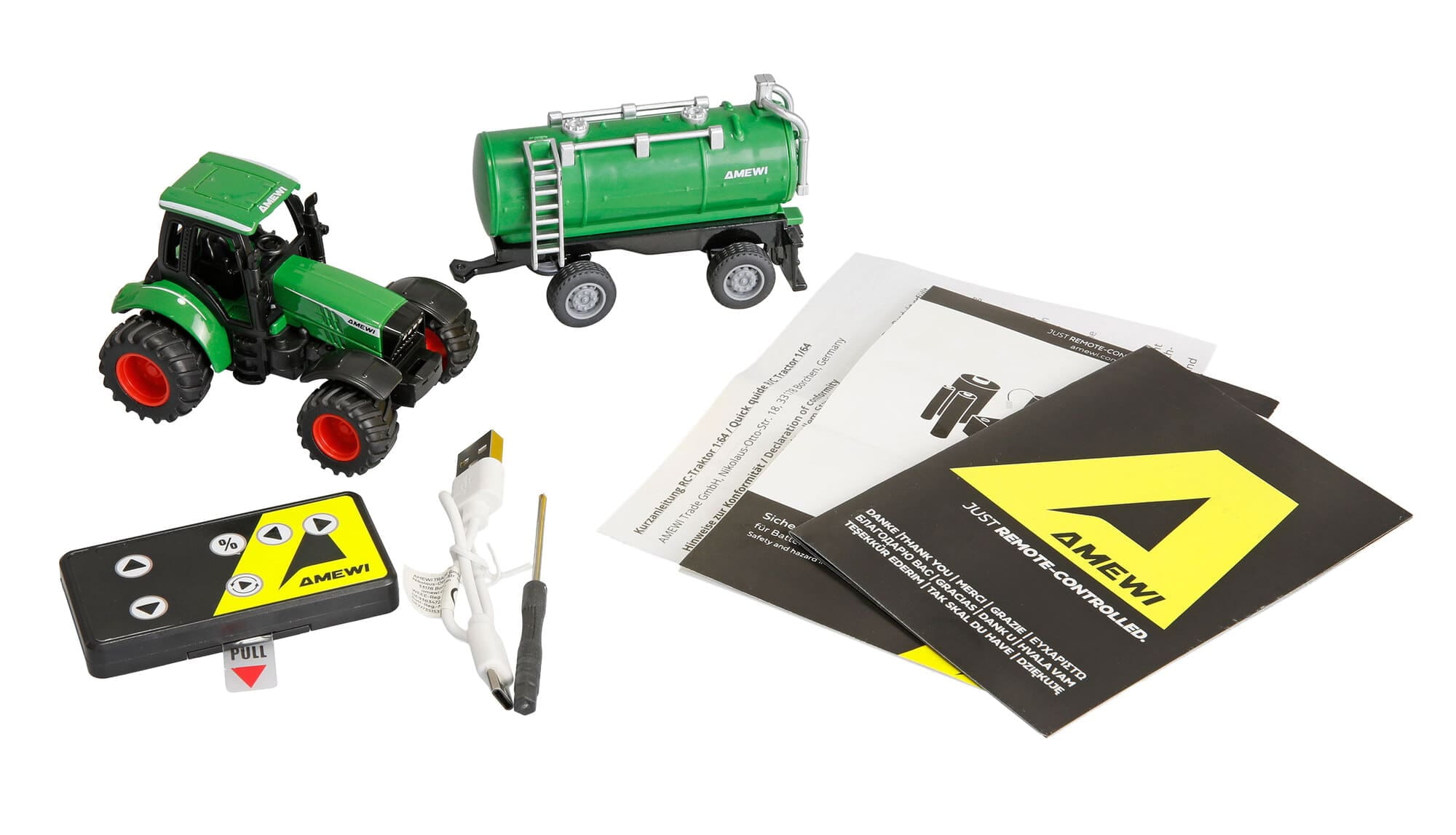Amewi RC Traktor aus Metall 1_64 mit Tankanhaenger Gruen