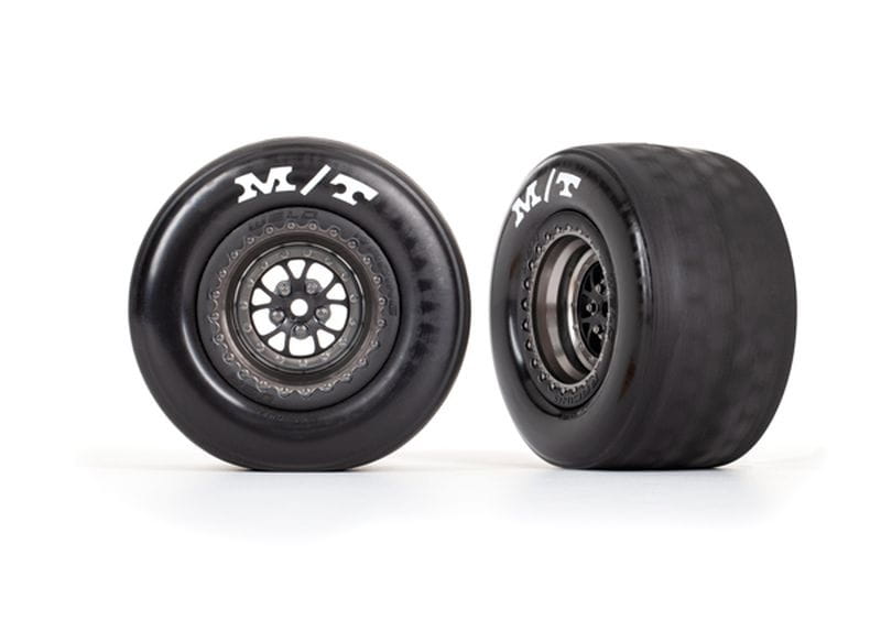Traxxas Reifen Auf Felge Montiert Satin Schwarz Chrom Hinten _2_ - RC-Zubehoer