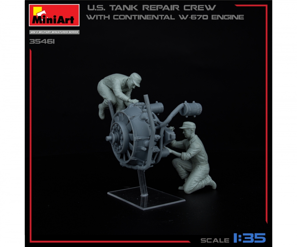 MiniArt 1_35 US Panzer Rep_ Crew m. W670 Motor Plastik Modellbausatz - RC-Zubehoer