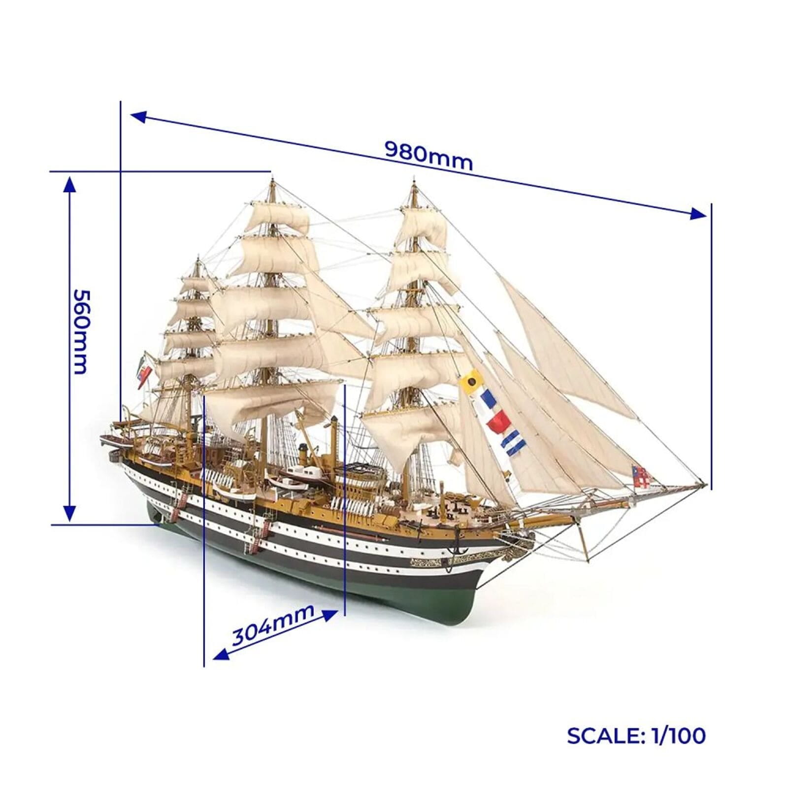 Amerigo Vespucci  Standmodellbausatz 1_100 mit Segelsatz - Modellzubehoer