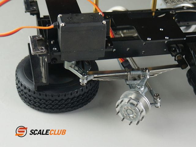 ScaleClub 1_14 Vorderachse V2A mit Federn_ Nabe und Scheibenbremse - RC-Zubehoer