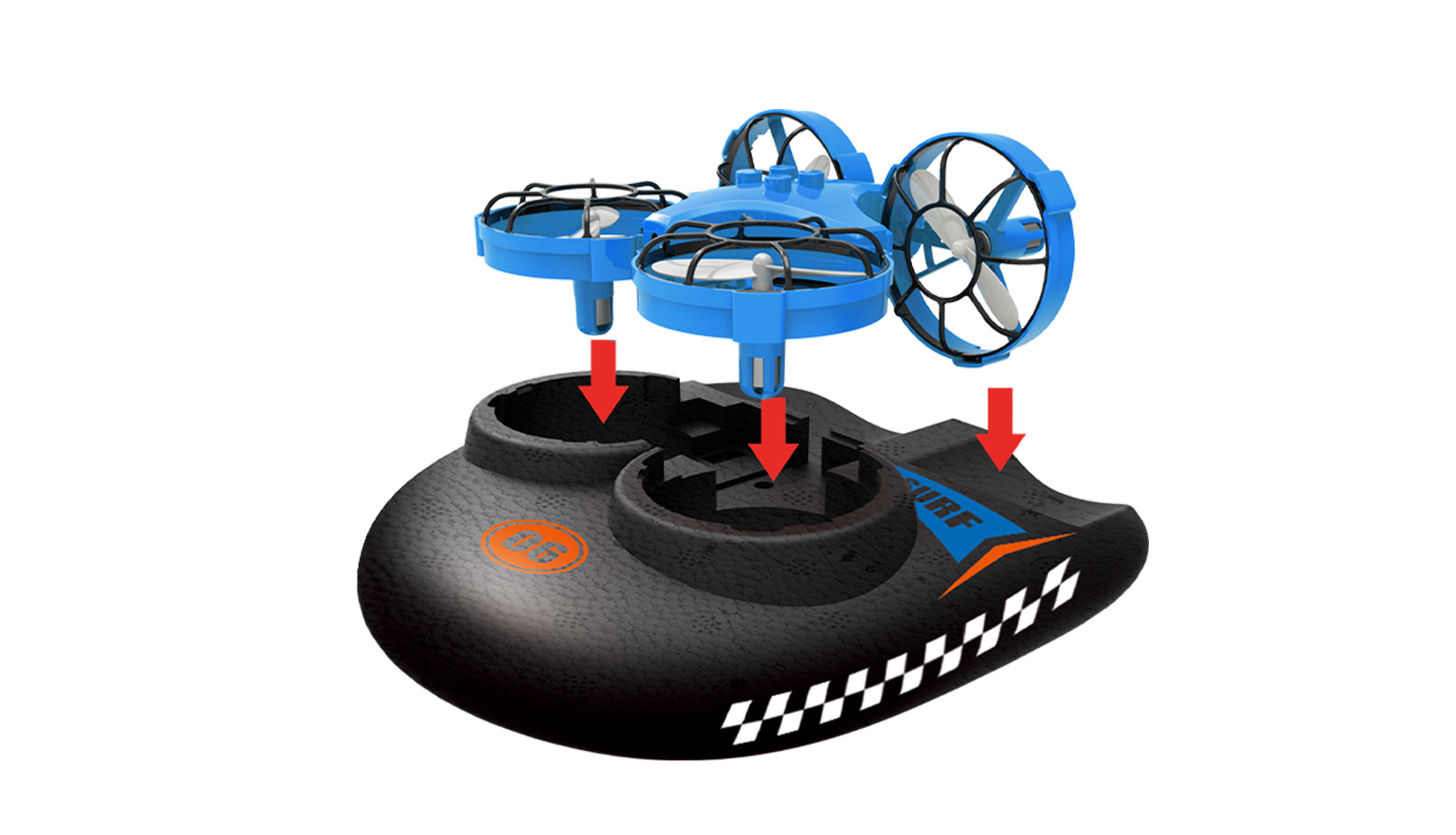 Amewi Trix - 3-IN-1 Drohne, Luftkissenfahrzeug blau
