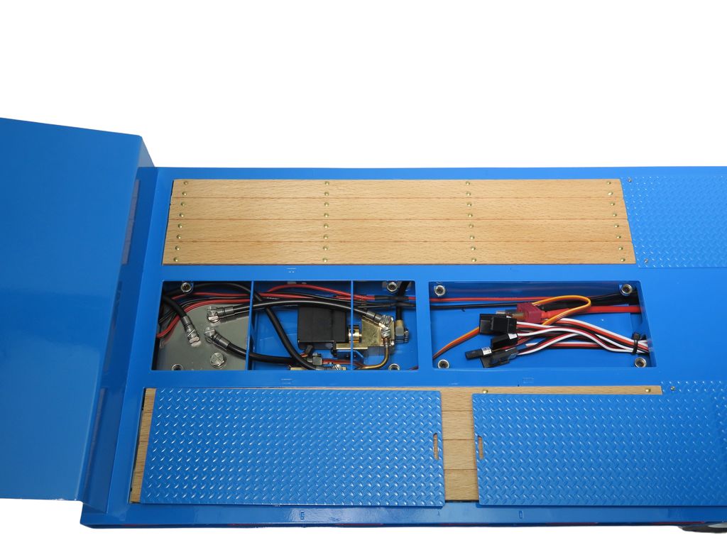 Lesu 1_14 Tieflader Auflieger 3-Achs RTR blau m. Hydraulik Rampen - RC-Zubehoer