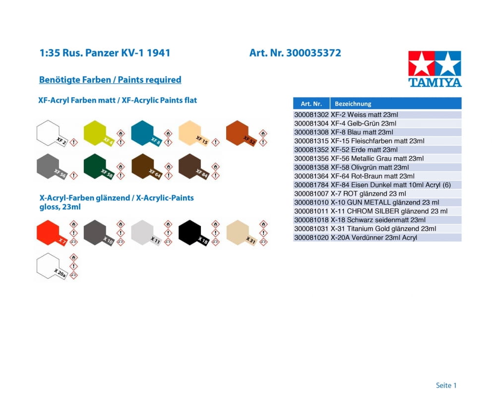 Tamiya 1_35 Russischer Panzer KV-1 1941 Modellbausatz_