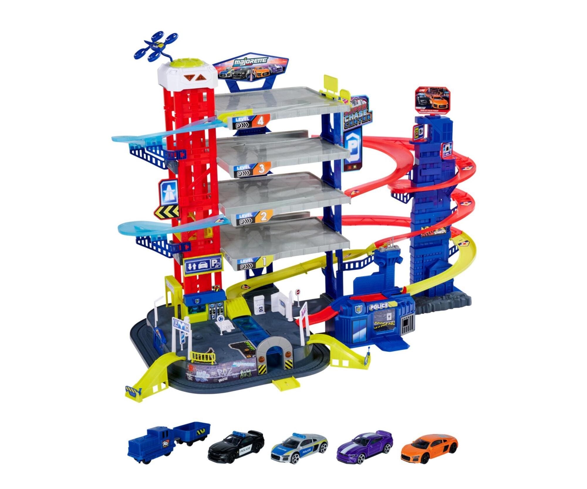 Majorette Super Chase Center XXL-Spielgarage mit Fahrzeugen_