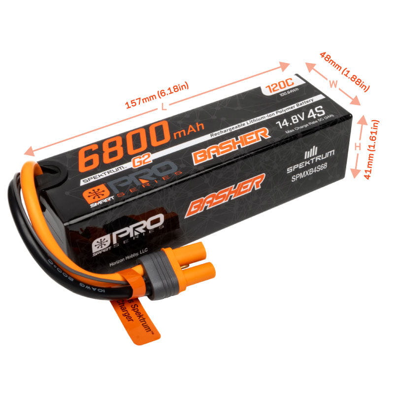 Spektrum Lipo Akku 14,8V 6800mAh 4S Smart Pro Basher 120C IC5 Spektrum Lipo Akku 14,8V 6800mAh 4S Smart Pro Basher 120C IC5