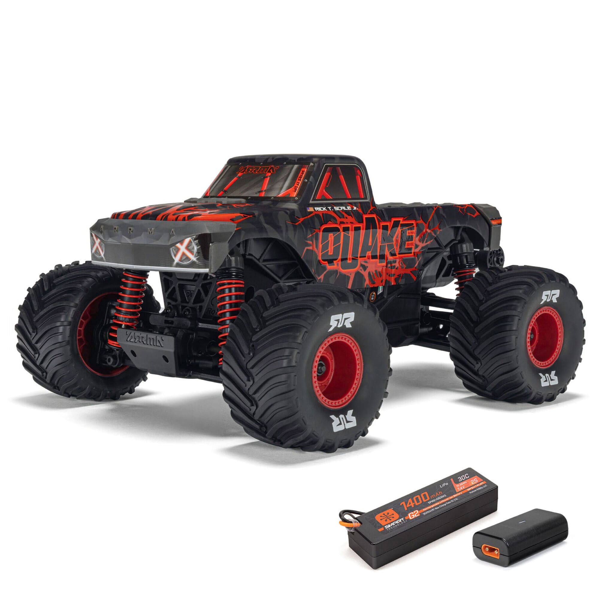 ARRMA Quake Grom 4x4 RTR 1_16 Monster Truck in Rot mit Akku und Ladegeraet