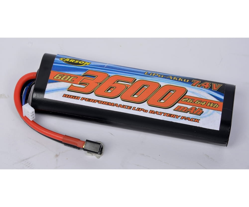 Carson Lipo Akku 7,4V 3600mAh 60C Race mit T-Plug Carson Lipo Akku 7,4V 3600mAh 60C Race mit T-Plug