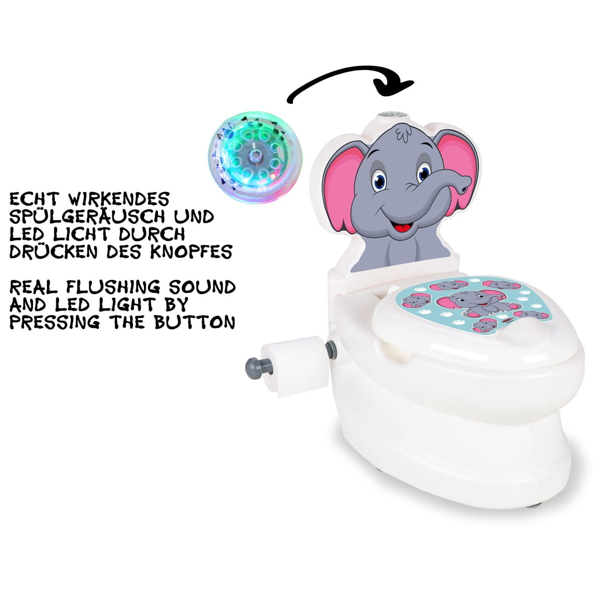Jamara Meine kleine Toilette Elefant mit Spülsound und Toilettenpapierhalter